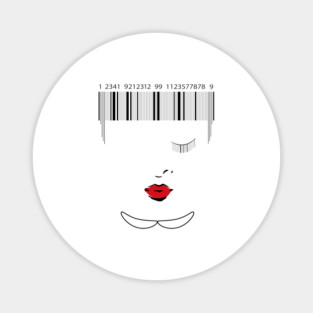barcode face minimalist drawing Magnet