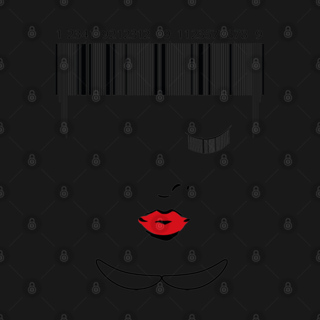 barcode face minimalist drawing by Tshirtiz