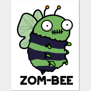 Zom-bee Cute Halloween Zombie Bee Pun Posters and Art