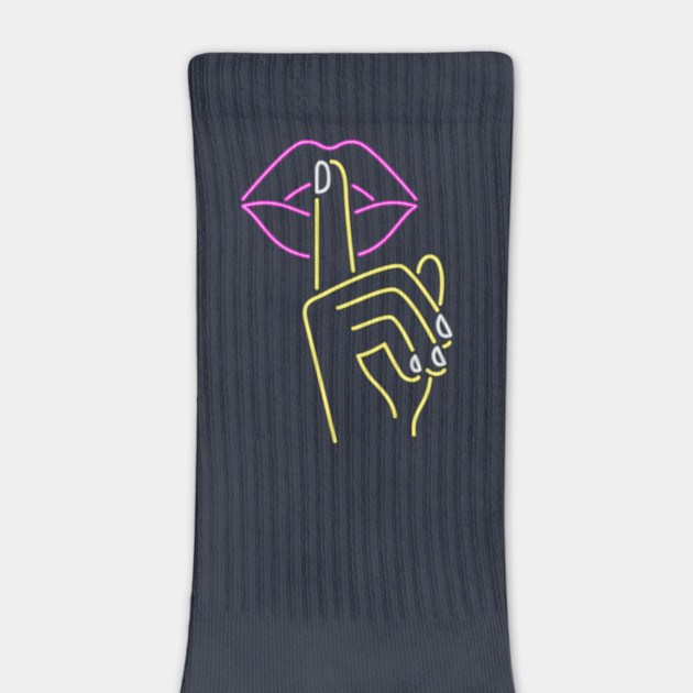 pink lips finger shhh keep quiet neon sign by Tshirtiz