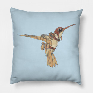 Steampunk Hummingbird Pillow