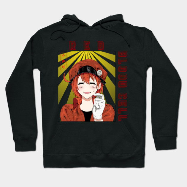 cells at work red blood cell with BACK PRINT Hoodie by niconeko3