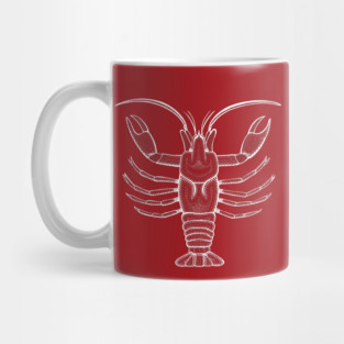 Crayfish or Yabbie Ink Art - cool detailed animal design - on dark red Mug