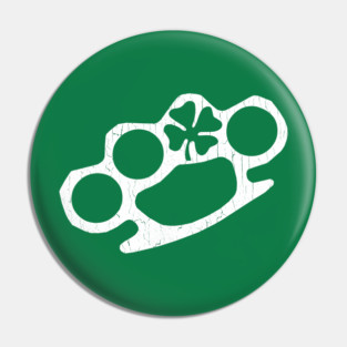 IRISH Brass Knuckles with Shamrock (vintage look) Pin