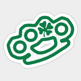 IRISH Brass Knuckles with Shamrock (vintage look) Sticker