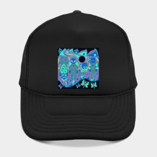 mayan ufo atlante ecopop pattern Hat