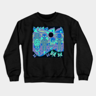 mayan ufo atlante ecopop pattern Crewneck Sweatshirt