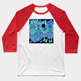 mayan ufo atlante ecopop pattern Baseball T-Shirt