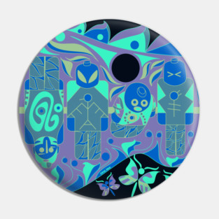 mayan ufo atlante ecopop pattern Pin