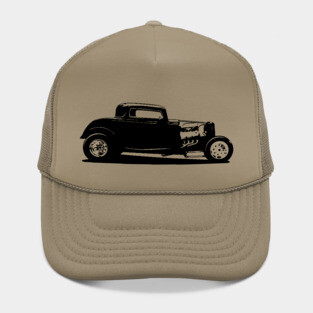 Classic American Thirties Hot Rod Car Silhouette Hat