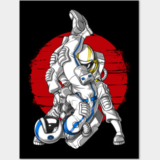 Astronaut Jiu-Jitsu Fighters Posters and Art