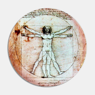 VITRUVIAN MAN Handwriting of Leonardo Da Vinci Antique Parchment Pin