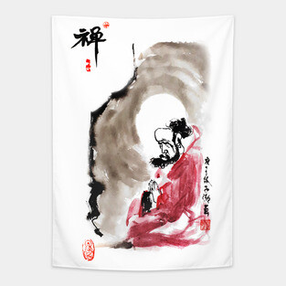 Bodhidharma Meditates 01 Tapestry