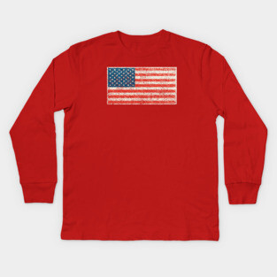 Weathered Flag USA Kids Long Sleeve T-Shirt