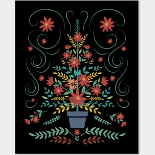 Classic Christmas: Folk Art Christmas Tree Posters and Art