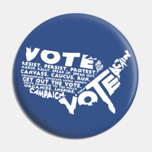 Vote And Then Resist Persist Volunteer Rally Campaign Blue Wave Gift Pin