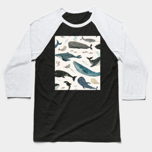 Whale song (blue) Baseball T-Shirt