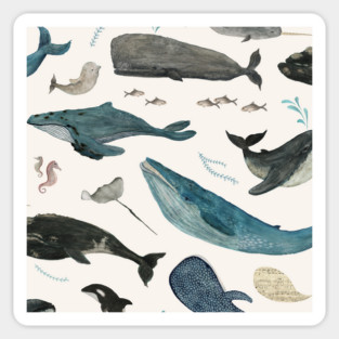 Whale song (blue) Sticker