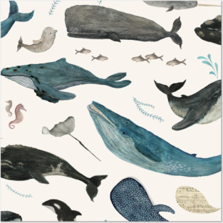 Whale song (blue) Posters and Art