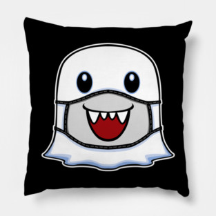 Happy Ghost Halloween with Smiling Mask Pillow