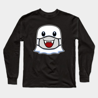 Happy Ghost Halloween with Smiling Mask Long Sleeve T-Shirt