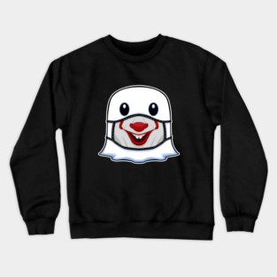 Ghost Halloween with Smiling Clown Mask Crewneck Sweatshirt