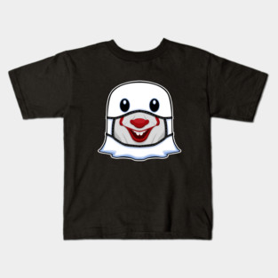 Ghost Halloween with Smiling Clown Mask Kids T-Shirt