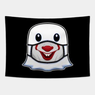 Ghost Halloween with Smiling Clown Mask Tapestry