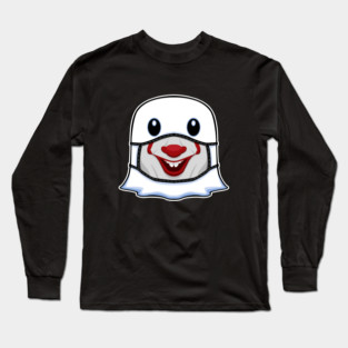 Ghost Halloween with Smiling Clown Mask Long Sleeve T-Shirt