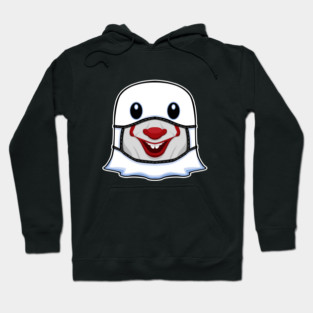Ghost Halloween with Smiling Clown Mask Hoodie