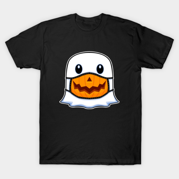 Ghost Halloween with Pumpkin Mask T-Shirt by Prescillian Art
