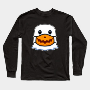Ghost Halloween with Pumpkin Mask Long Sleeve T-Shirt