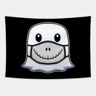 Ghost Halloween with Jack Mask Tapestry