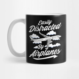 Cute & Funny Easily Distracted By Airplanes Pun Mug