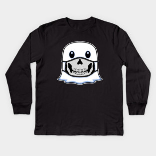 Ghost Halloween with Skull Mask Kids Long Sleeve T-Shirt