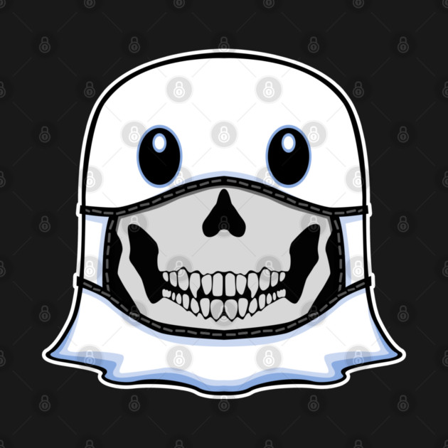 Ghost Halloween with Skull Mask by Prescillian Art