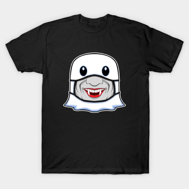 Ghost Halloween with Vampire Mask T-Shirt by Prescillian Art