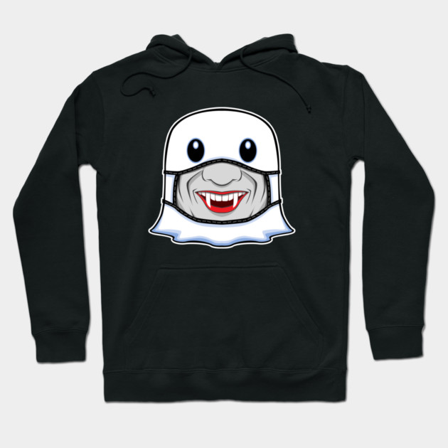 Ghost Halloween with Vampire Mask Hoodie by Prescillian Art