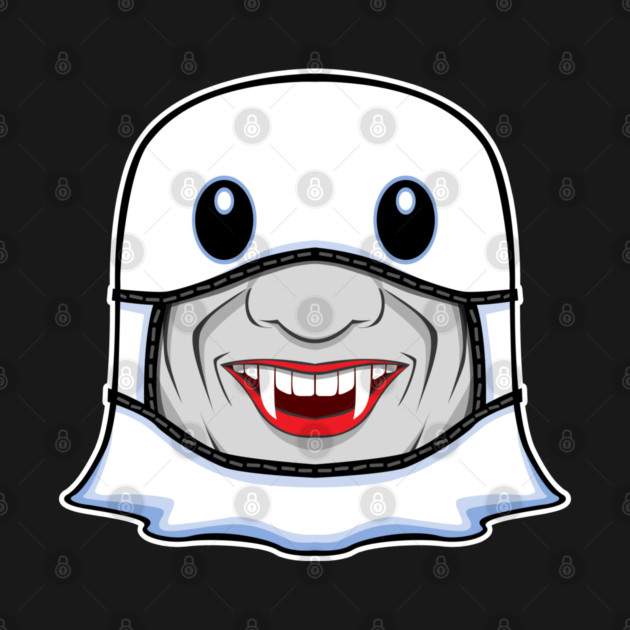Ghost Halloween with Vampire Mask by Prescillian Art