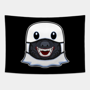 Ghost Halloween with Werewolf Mask Tapestry