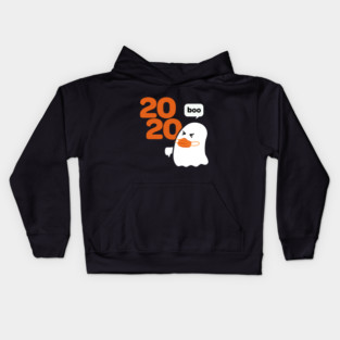Ghost with Mask Booing 2020 Funny Halloween Kids Hoodie