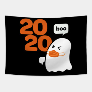 Ghost with Mask Booing 2020 Funny Halloween Tapestry