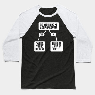 Did You Bring Me A Cup Of Coffee? - Funny, Cute Flowchart Baseball T-Shirt