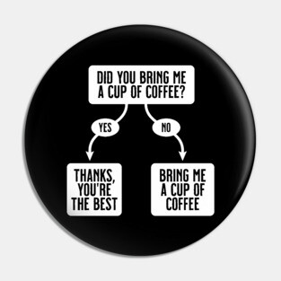 Did You Bring Me A Cup Of Coffee? - Funny, Cute Flowchart Pin