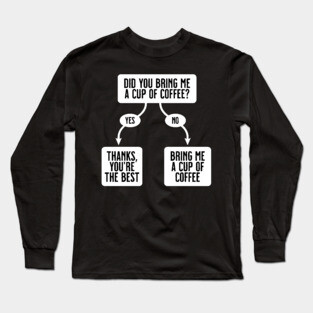 Did You Bring Me A Cup Of Coffee? - Funny, Cute Flowchart Long Sleeve T-Shirt