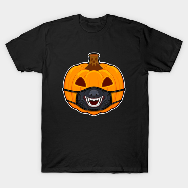 Pumpkin Halloween with Werewolf Mask T-Shirt by Prescillian Art