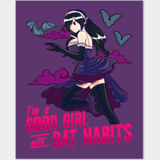 Goth Anime Bat Habits Girl Posters and Art
