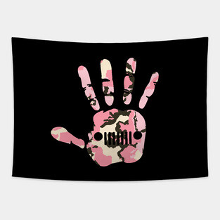 Jeep Wave Camouflage Hand Print, Funny Jeep Camo Pink Grill Palm Vintage Design for Jeep Lovers Tapestry