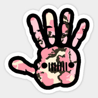 Jeep Wave Camouflage Hand Print, Funny Jeep Camo Pink Grill Palm Vintage Design for Jeep Lovers Sticker
