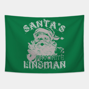 Santas Favorite Lineman Christmas Holiday Tapestry